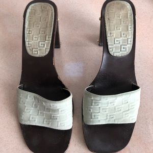 Sea foam suede Gucci slides